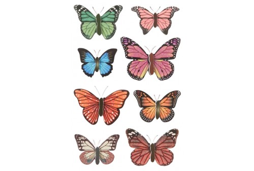 Papillon 3D autocollants x 8