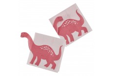 Serviettes dinosaure rose pop-up