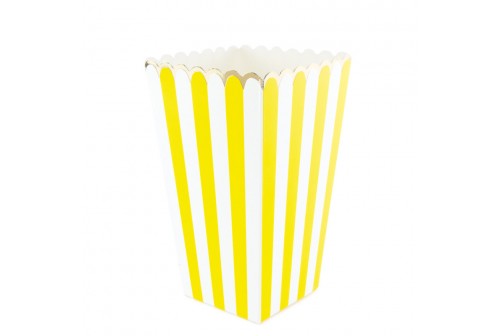 Boîte à popcorn jaune blanc & Or x 8