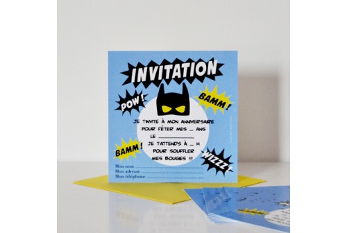 Cartes d'invitation anniversaire garçon - fête Super Héros - Chacha