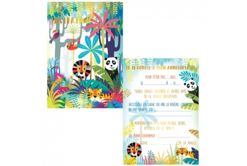 Carte d'Invitation Anniversaire Jungle pour enfant à personnaliser