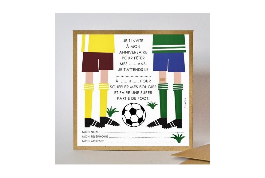 Kit De 6 Cartes D'invitation Anniversaire Pour Enfant Avec Ses Enveloppes  Bleues Anniversaire Thème Football 