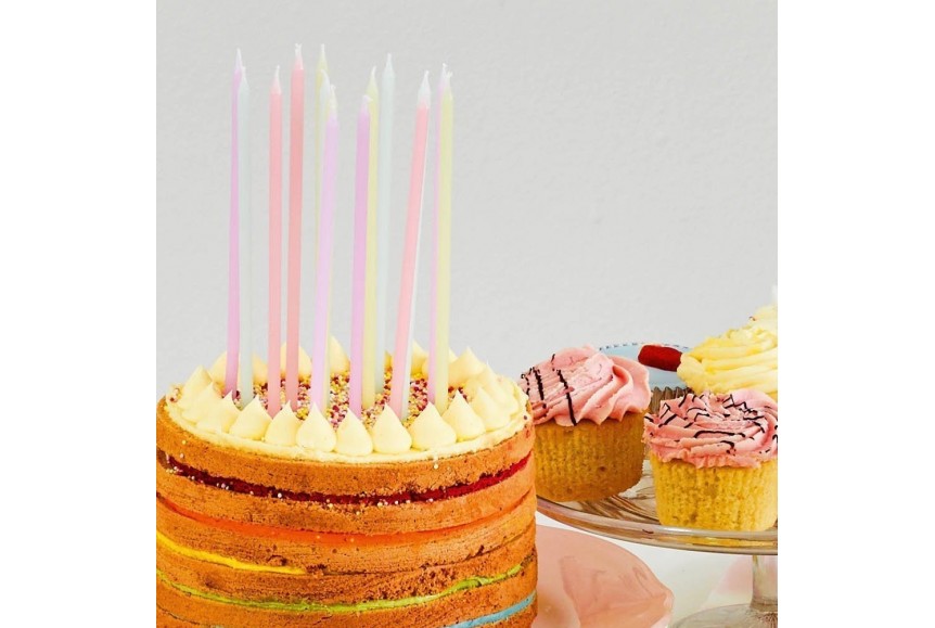 Bougies anniversaire - 16 bougies multicolores longues