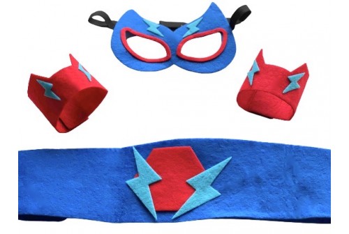 Set costume de Super Héros en feutre - masque + poignets + ceinture