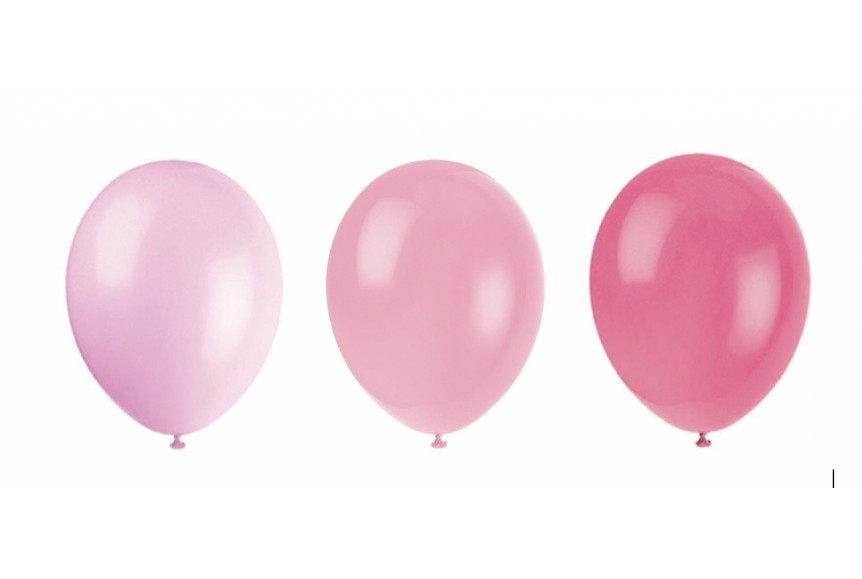 Ballons de baudruche trio roses pour deco anniversaire fille