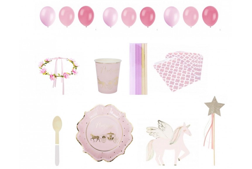 Kit anniversaire Princesse rose et or - Boîte de Fête de filles - LFDF